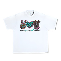 White peace love pitbull Urban Heavy Tee - RanaPortraitStore