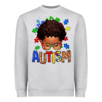 Heather Grey autism afro kid Heavyweight Sweatshirt - texasbilliewilder