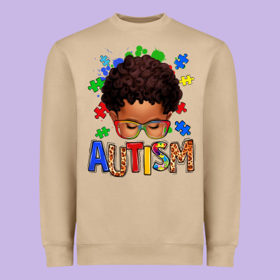 Autism Afro Kid Heavyweight Sweatshirt Designed By Texasbilliewilder