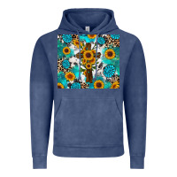 Vintage Denim sunflower cross cowhide gemstones Vintage Hoodie - RanaPortraitStore