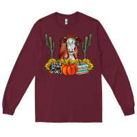 Burgundy Fall Cow Long Sleeve Tee - CowhideDigitalArt