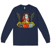 Navy Fall Cow Long Sleeve Tee - CowhideDigitalArt