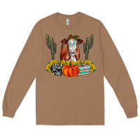 Toasted Coconut Fall Cow Long Sleeve Tee - CowhideDigitalArt