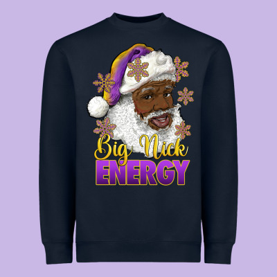 Heavyweight Sweatshirt big nick energy purple and gold afro santa