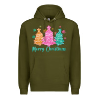 Army Green merry christmas glitter trees Premium Hoodie - MaliasSmallBusiness