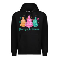 Black merry christmas glitter trees Premium Hoodie - MaliasSmallBusiness