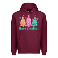 Burgundy merry christmas glitter trees Premium Hoodie - MaliasSmallBusiness