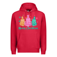 Cardinal merry christmas glitter trees Premium Hoodie - MaliasSmallBusiness