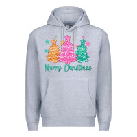 Heather Grey merry christmas glitter trees Premium Hoodie - MaliasSmallBusiness