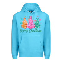 Ocean Blue merry christmas glitter trees Premium Hoodie - MaliasSmallBusiness