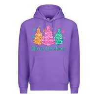 Purple merry christmas glitter trees Premium Hoodie - MaliasSmallBusiness