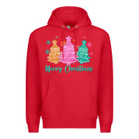 Red merry christmas glitter trees Premium Hoodie - MaliasSmallBusiness