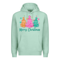Seafoam merry christmas glitter trees Premium Hoodie - MaliasSmallBusiness
