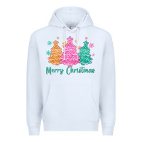 White merry christmas glitter trees Premium Hoodie - MaliasSmallBusiness