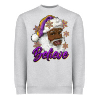 Heather Grey believe purple and gold african american santa Heavyweight Sweatshirt - RanaPortraitStore