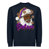 Navy believe purple and gold african american santa Heavyweight Sweatshirt - RanaPortraitStore