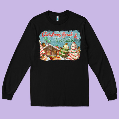 Christmas Break And Tree Cakes Long Sleeve Tee Designed By Fadigitalartstudio