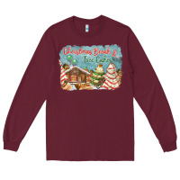 Burgundy christmas break and tree cakes Long Sleeve Tee - FaDigitalArtStudio