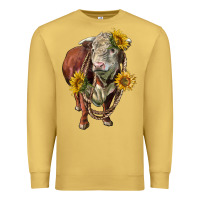 Antique Gold hereford bull rope and sunflowers Premium Sweatshirt - LillyAllenDesigns
