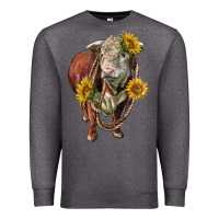 Charcoal Heather hereford bull rope and sunflowers Premium Sweatshirt - LillyAllenDesigns