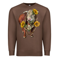 Chestnut hereford bull rope and sunflowers Premium Sweatshirt - LillyAllenDesigns