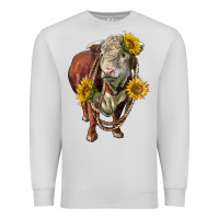 Dove Grey hereford bull rope and sunflowers Premium Sweatshirt - LillyAllenDesigns