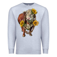 Heather Grey hereford bull rope and sunflowers Premium Sweatshirt - LillyAllenDesigns