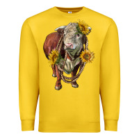 Lemon hereford bull rope and sunflowers Premium Sweatshirt - LillyAllenDesigns