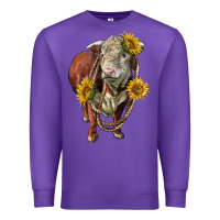Purple hereford bull rope and sunflowers Premium Sweatshirt - LillyAllenDesigns