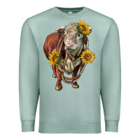 Seafoam hereford bull rope and sunflowers Premium Sweatshirt - LillyAllenDesigns