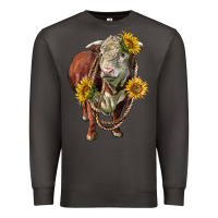 Smoke hereford bull rope and sunflowers Premium Sweatshirt - LillyAllenDesigns