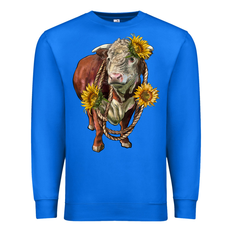 Hereford Bull Rope And Sunflowers Premium Sweatshirt by LillyAllenDesigns | Teevron