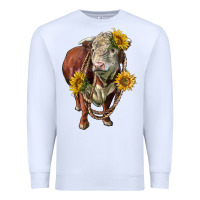 White hereford bull rope and sunflowers Premium Sweatshirt - LillyAllenDesigns