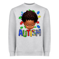 Heather Grey autism afro kid full face Heavyweight Sweatshirt - texasbilliewilder