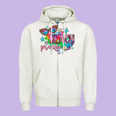 Beach Please Zipper Hoodie Designed By Adodesignshop