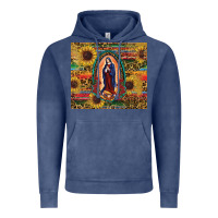 Vintage Denim sunflower serape lady of guadalupe Vintage Hoodie - RanaPortraitStore