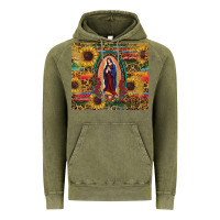 Vintage Olive sunflower serape lady of guadalupe Vintage Hoodie - RanaPortraitStore