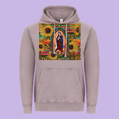 Sunflower Serape Lady Of Guadalupe Vintage Hoodie Designed By Ranaportraitstore