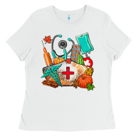 White nurse  and fall Ladies Tee - AdoDesignShop