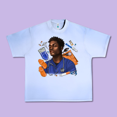 Afro Man Nurse Urban Heavy Tee Designed By Texasbilliewilder