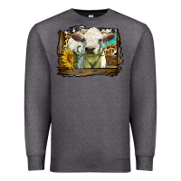 Charcoal Heather charolais heifer with western background Premium Sweatshirt - LillyAllenDesigns
