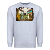 Heather Grey charolais heifer with western background Premium Sweatshirt - LillyAllenDesigns