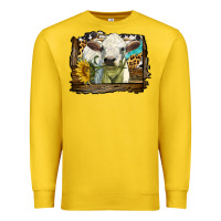Lemon charolais heifer with western background Premium Sweatshirt - LillyAllenDesigns