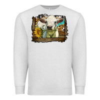 Oatmeal Heather charolais heifer with western background Premium Sweatshirt - LillyAllenDesigns
