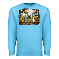 Ocean Blue charolais heifer with western background Premium Sweatshirt - LillyAllenDesigns