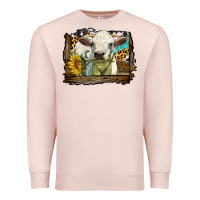 Pale Pink charolais heifer with western background Premium Sweatshirt - LillyAllenDesigns