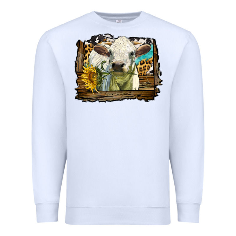 Charolais Heifer With Western Background Premium Sweatshirt by LillyAllenDesigns | Teevron