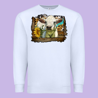 Charolais Heifer With Western Background Premium Sweatshirt Designed By Lillyallendesigns