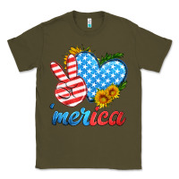 Army Green america with heart Classic Tee - HRA Design Shop