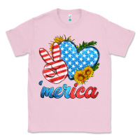 Bubblegum Pink america with heart Classic Tee - HRA Design Shop